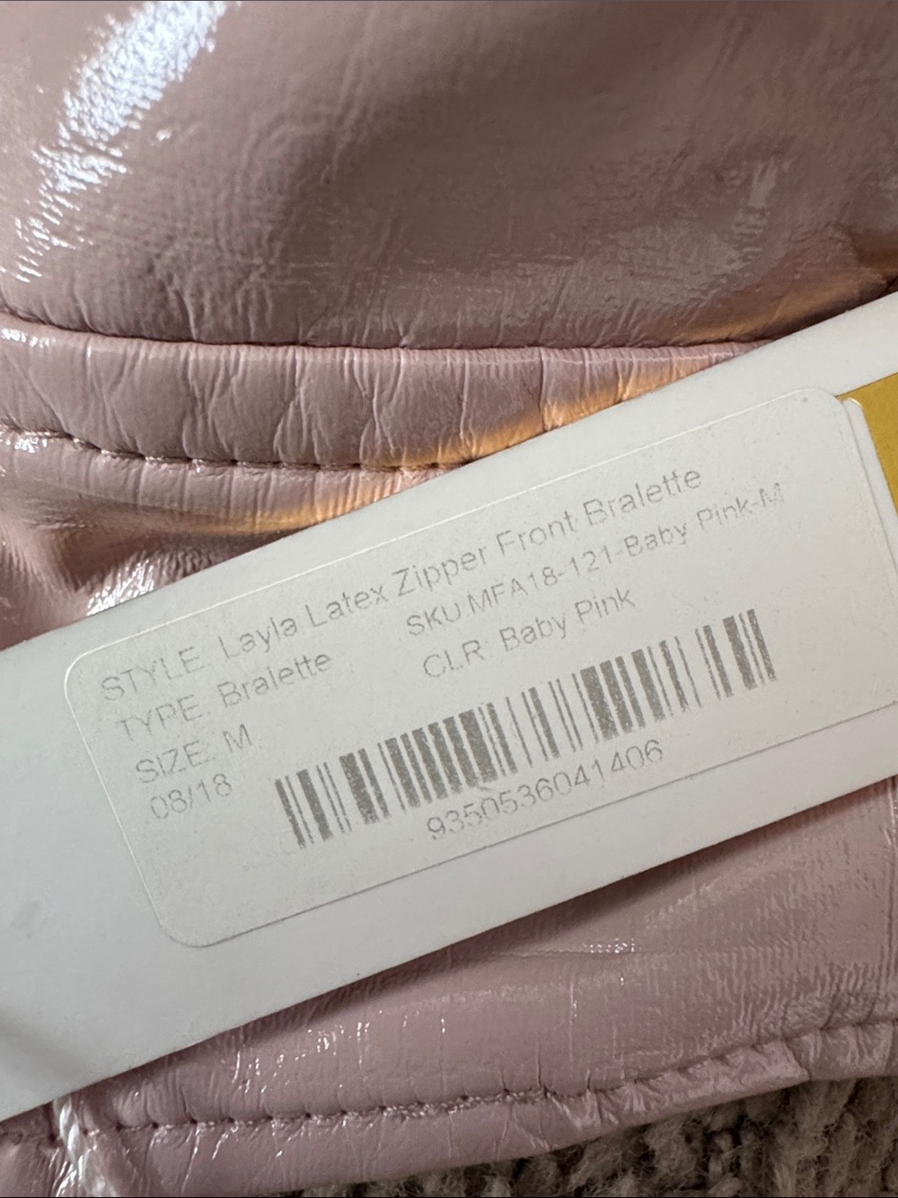 Meshki Pink Ring-Front Patent Bralette Y2K Vinyl Barbiecore - Picture 3 of 4